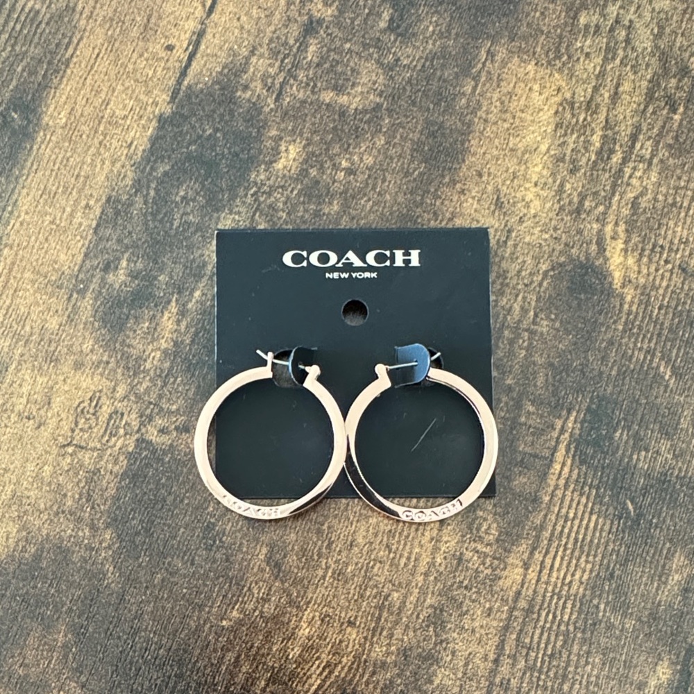 Coach Metallic Rose Hoop Earrings